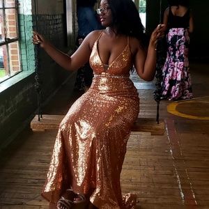 ball gown, shoes and clutch